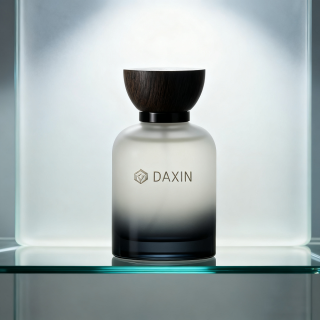 New Product Round 50ml Gradient Black Perfume Bottle 100ml with Box Packaging and Wood Lid