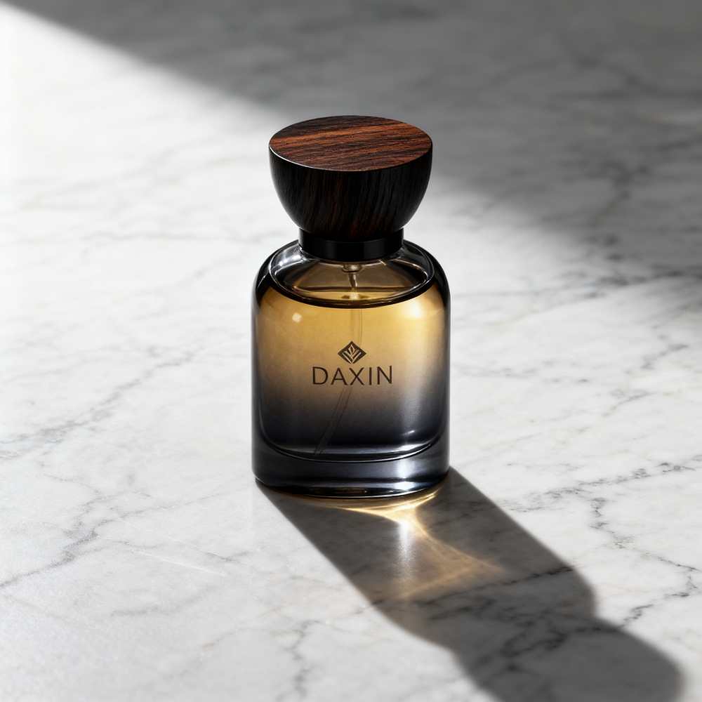 Produk Baru Botol Parfum Bulat 50ml Gradien Hitam 100ml dengan Kemasan Kotak dan Tutup Kayu