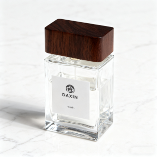 Fine Mist Atomizer Rectangle 50ml Empty Perfume Fragrance Bottle with Wood Caps