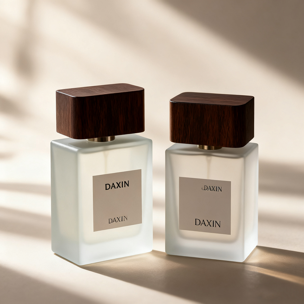 Wood cap perfume bottle