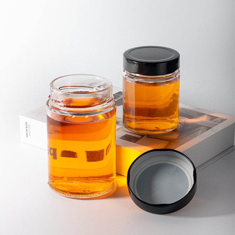 Glass food jar with aluminum cap
