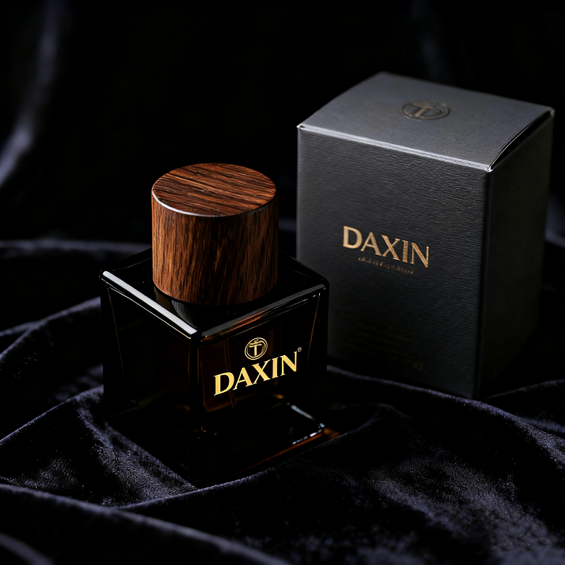 Flacon de parfum carré haut de gamme au style moderne, 100 ml ou 50 ml, avec coffret et bouchon en bois
