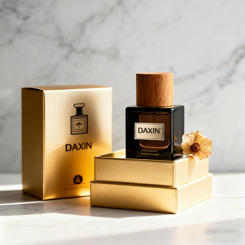 Flacon de parfum carré haut de gamme au style moderne, 100 ml ou 50 ml, avec coffret et bouchon en bois