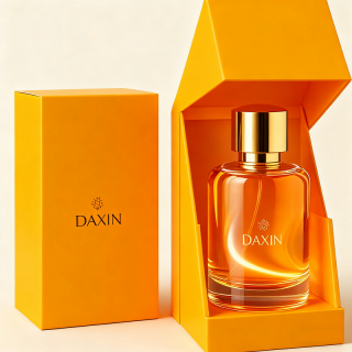 Botella de perfume de alta calidad con un exquisito logotipo y patrón estampados en caliente y una caja de embalaje única.