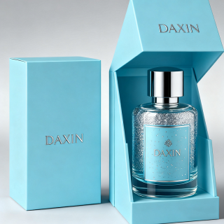 Botella de perfume de alta calidad con un exquisito logotipo y patrón estampados en caliente y una caja de embalaje única.