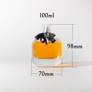 Botol Parfum Persegi Multi-Sudut Mewah 100ml dengan Pita yang Indah, Dua Pilihan Badan Botol