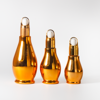 Pembungkusan Kosmetik Electroplate Botol Minyak Pati Kaca Emas Labu Tunggal Botol Penitis Serum Labu 5ml