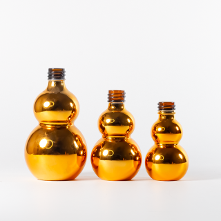 Botol Penitis Kaca Bentuk Labu Emas Penyaduran Elektro dengan Penutup Bakul Bunga Mudah Buka Hujung Tidak Tumpah