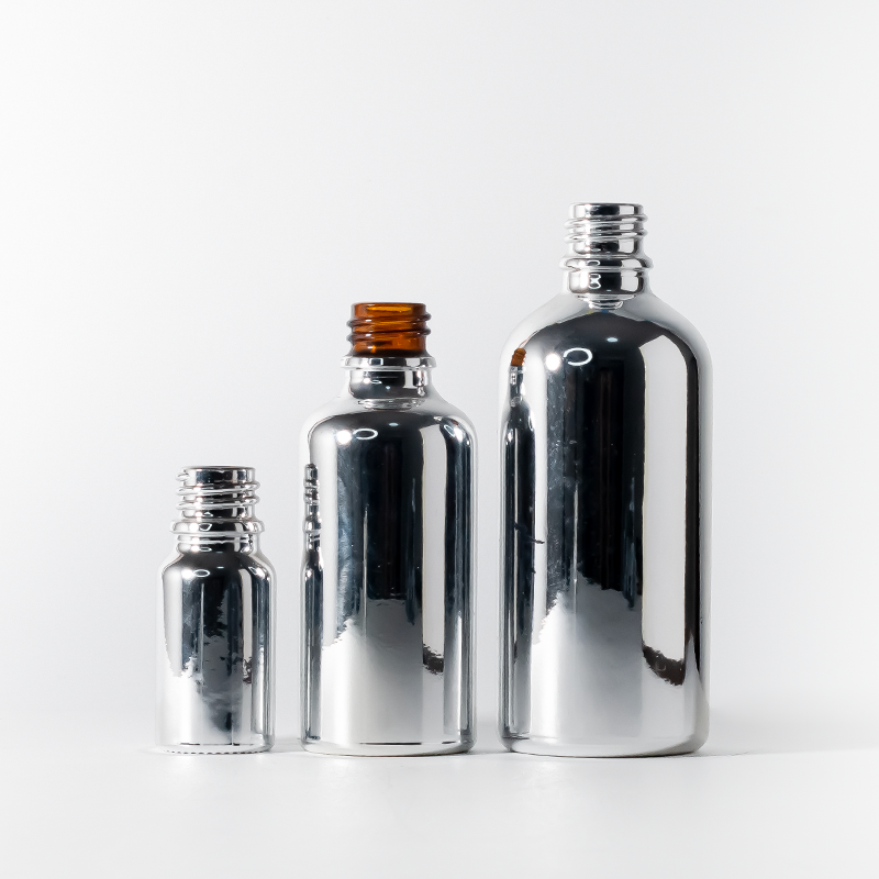 Silver Glass Dropper Bottles