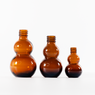 Botol Penitis Kaca Coklat Gelap Labu Berganda 50ml Kosmetik dengan Penitis Emas untuk Maskara