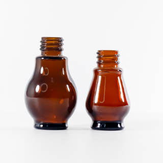 Botol Penitis Kaca Coklat Gelap Labu Berganda 50ml Kosmetik dengan Penitis Emas untuk Maskara