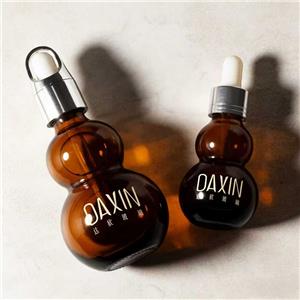 Botol Pipet Kaca Cokelat Tua Bentuk Labu Ganda 50ml dengan Pipet Emas untuk Maskara