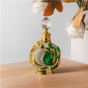 Vintage-Glasflasche mit Blumen- und Edelsteinmotiv, 12 ml, leere Parfümflasche für ätherische Öle