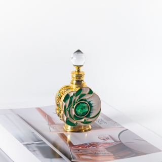 Vintage-Glasflasche mit Blumen- und Edelsteinmotiv, 12 ml, leere Parfümflasche für ätherische Öle