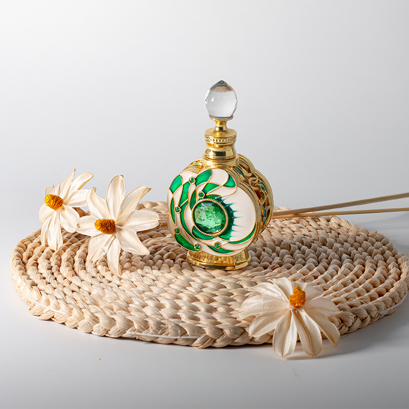 round metal glass bottle