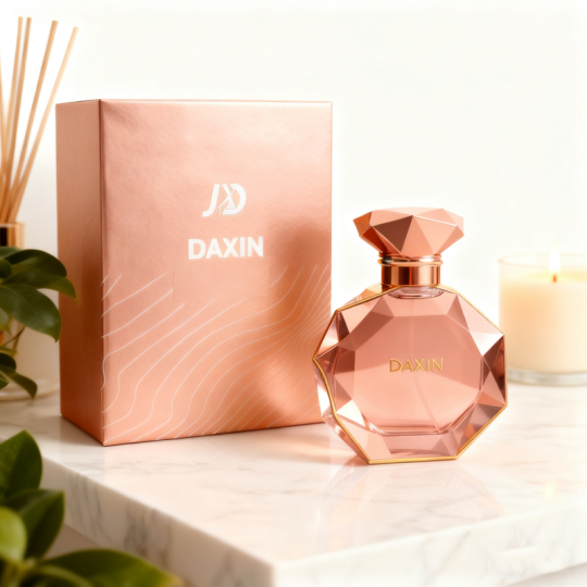 Flacon vaporisateur de parfum personnalisé, magnifique et coloré, en verre rose décoratif.