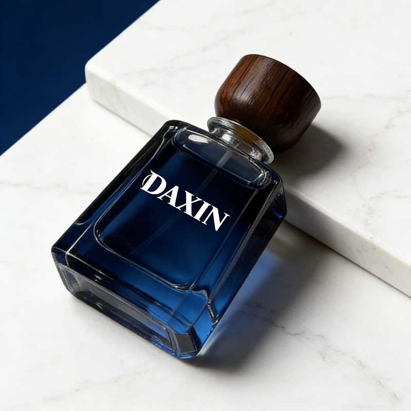 Custom Trapezoid Perfume Bottle 30/50/100ml Perfume Spray Glass Bottles with Wooden Lid Customized Box