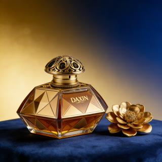 Elegant Octagonal Glass Perfume Bottle with Gold Filigree Cap Luxury Fragrance Container