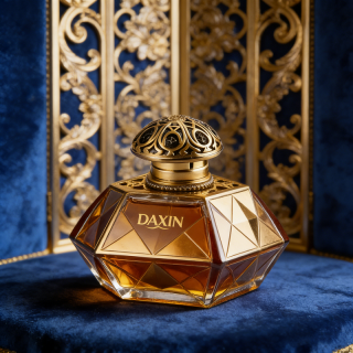 Elegant Octagonal Glass Perfume Bottle with Gold Filigree Cap Luxury Fragrance Container