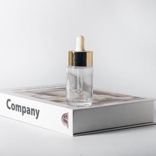 30毫升化妆品护肤精油精华液包装透明玻璃扁平肩部精华滴管瓶