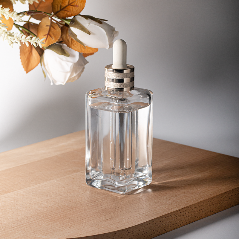 Botol Kaca Transparan 30ml 100ml untuk Penggunaan Kosmetik, Botol Kaca Tebal dengan Pipet untuk Minyak Esensial
