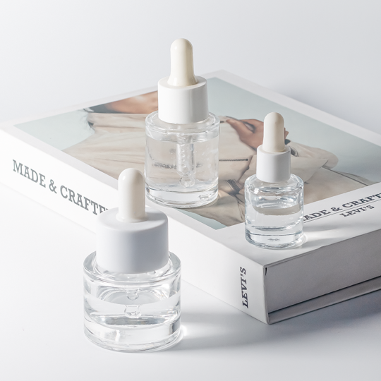 Botol Pipet Kaca Bulat Private Label untuk Serum Wajah, Minyak, dan Krim Perawatan Kulit, Kapasitas 20ml, 30ml, 50ml