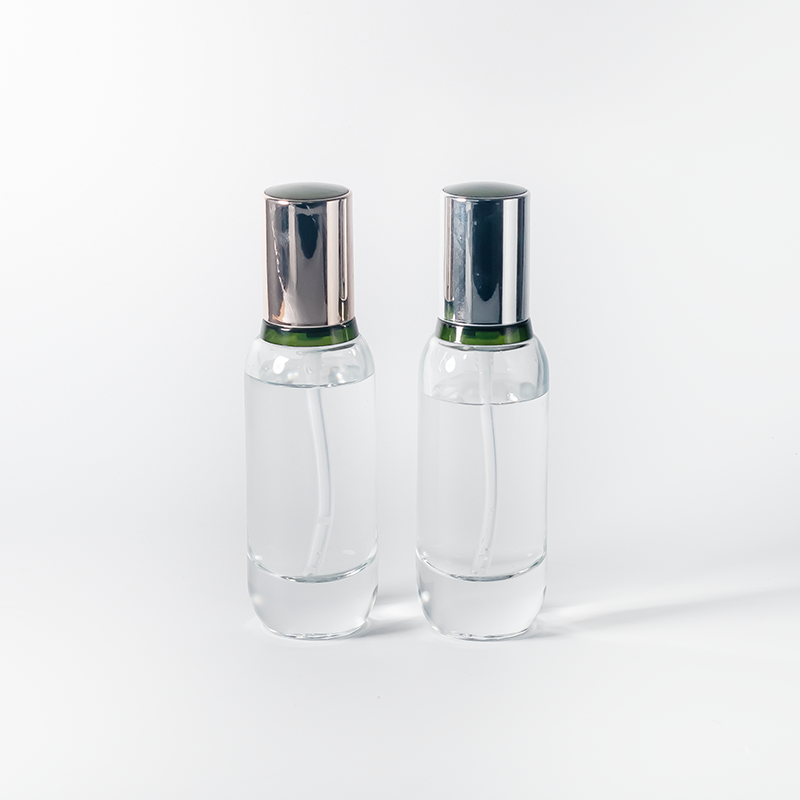 Botol Pompa Kaca Transparan 40ml untuk Kosmetik, Minyak, Serum, Alas Bedak, dan Perawatan Kulit Cair. Kemasan Kosmetik Cair.