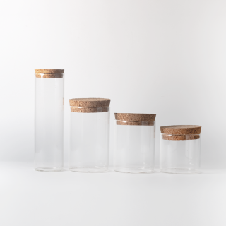 Герметичная банка из высокопрочного боросиликатного стекла с пробковой крышкой для подачи печенья, сахара, чая, кофе, специй.