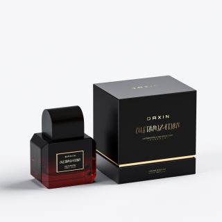 Flacon de parfum carré noir 100 ml (vide) avec boîte et bouchon, au meilleur prix.