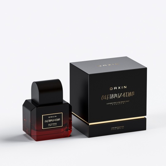 Flacon de parfum carré noir 100 ml (vide) avec boîte et bouchon. Meilleur prix.