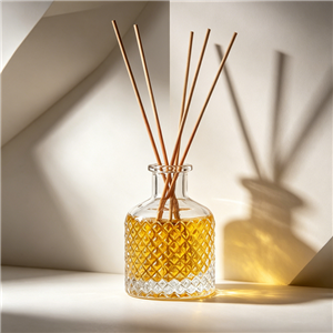 120ml Diamond Cut Transparent Clear Glass Crystal Diffuser Cylinder Diffuser Bottle with Cork Cap