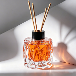 Bottiglia per aromaterapia personalizzata da 50 ml, 80 ml, 100 ml, bottiglia vuota in vetro con diffusore a bastoncini, vendita all'ingrosso con scatola e bastoncini di rattan