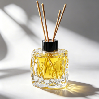Bottiglia per aromaterapia personalizzata da 50 ml, 80 ml, 100 ml, bottiglia vuota in vetro con diffusore a bastoncini, vendita all'ingrosso con scatola e bastoncini di rattan