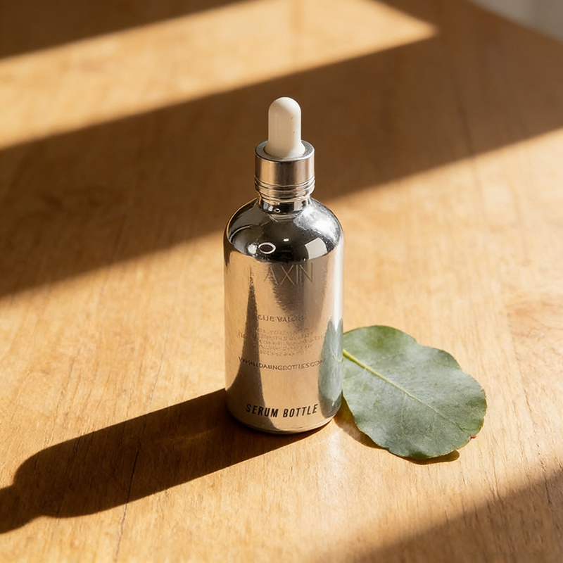 Botol Kaca Bulat Unisex untuk Minyak Esensial dengan Pipet, Warna Pelapis Elektro 15ml 30ml 50ml 100ml