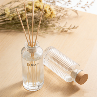 Botol Diffuser Aromaterapi Silinder 120ml, Botol Kaca Bening dengan Garis Vertikal