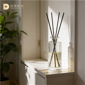 Botol Diffuser Aromaterapi Silinder 120ml, Botol Kaca Bening dengan Garis Vertikal