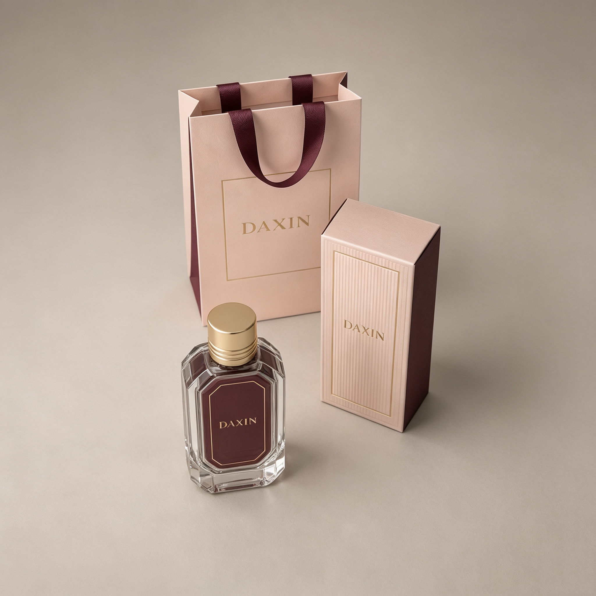 Flacone di profumo ricaricabile da 30 ml, 50 ml e 100 ml, forma rettangolare, con scatola e sacchetto.