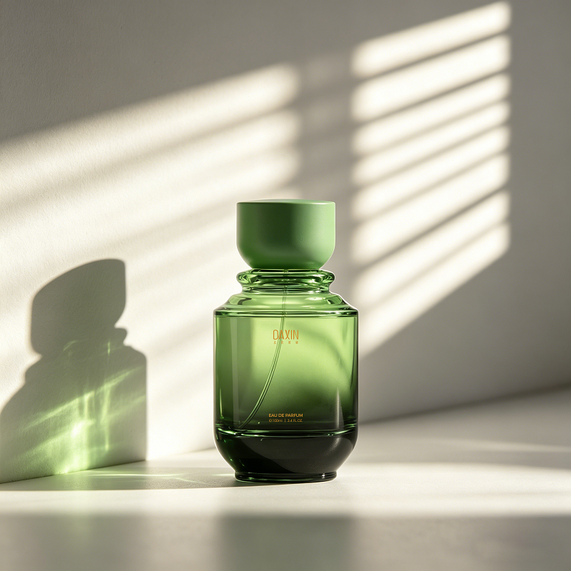 زجاجة عطر بخاخ مضغوطة سعة 50 مل، زجاجة عطر ملونة مع علبة
