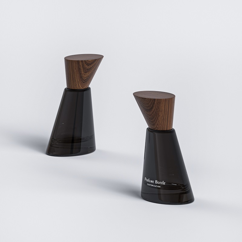 Niche Empty Glass Perfume Bottles 30ml/50ml/100ml Black Cologne Bottle with Box and Wooden Cap