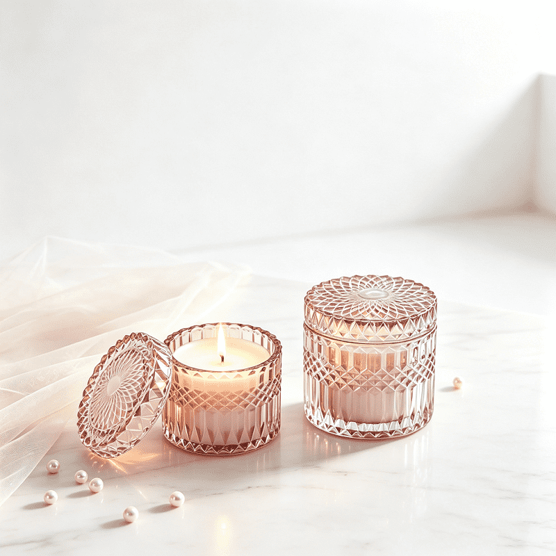 Tarro de vela de 300 ml (8 oz), lujoso y único, de vidrio, para Navidad. Recipientes vacíos para velas con tapas.