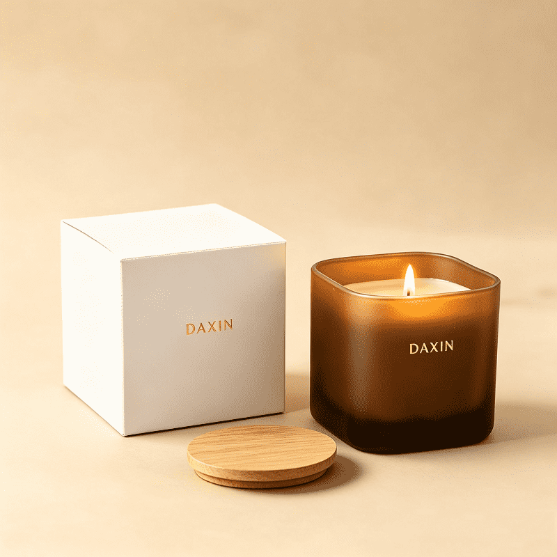 Tarro de cristal cuadrado mate con logotipo personalizado, recipiente minimalista esmerilado para velas, vaso vacío para velas aromáticas.
