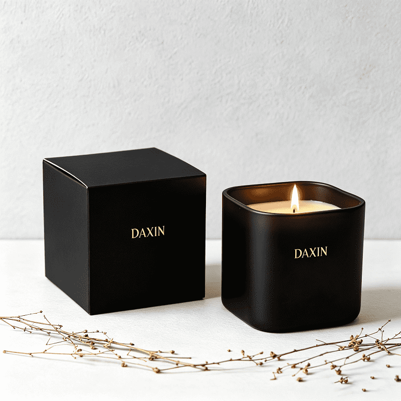 Tarro de cristal cuadrado mate con logotipo personalizado, recipiente minimalista esmerilado para velas, vaso vacío para velas aromáticas.
