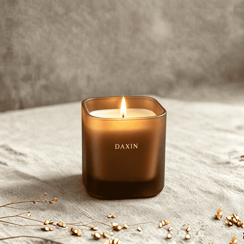 Tarro de cristal cuadrado mate con logotipo personalizado, recipiente minimalista esmerilado para velas, vaso vacío para velas aromáticas.