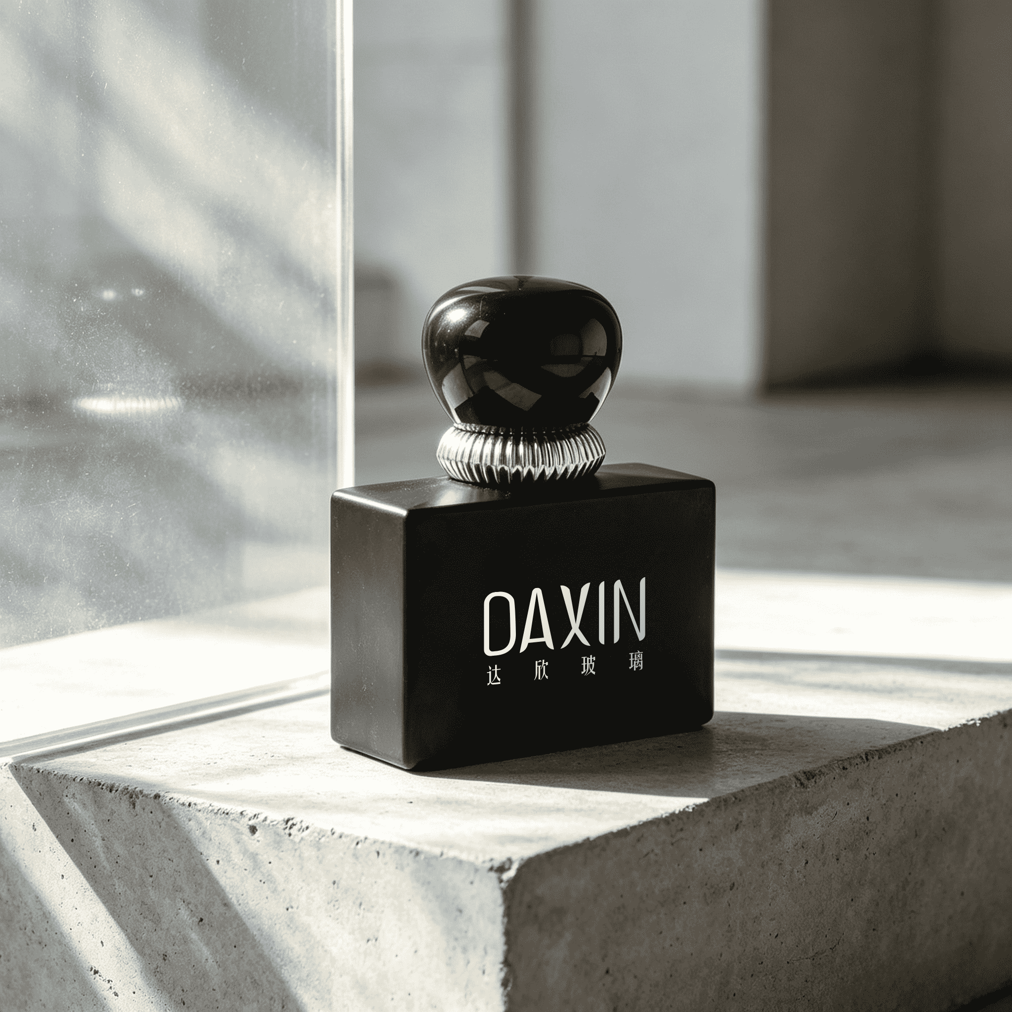 Botol Minyak Wangi Kaca Kosong Penyembur Kabus Segiempat Rata Hitam Matte 50ml Popular dengan Penutup Hitam Unik