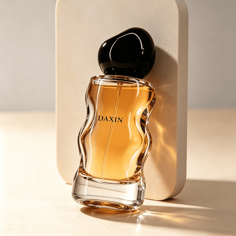50 ml transparente, individuell gestaltbare Nachfüllflasche für Parfümöl aus Glas, leer, mit Bördelverschluss, Duftsprayflasche