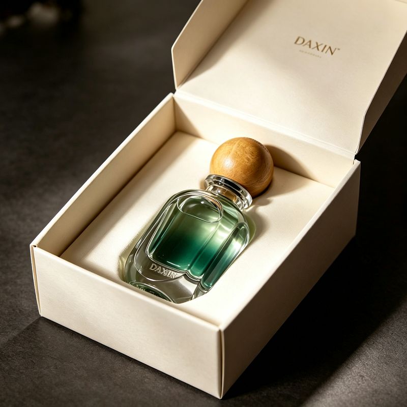 Cosmetic Refillable Container 100ml Clear Empty Glass Perfume Spray Bottle with Wood Round Cap