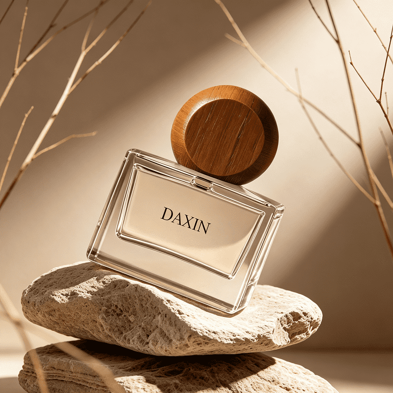 고급스러운 맞춤 로고 인쇄 유리병 (30ml, 50ml, 100ml) - 나무 뚜껑 포함