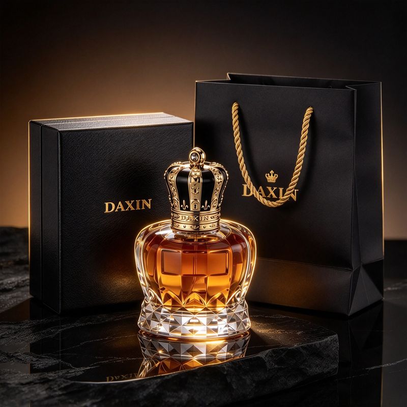 Flaconi di profumo in vetro personalizzati da 30 ml, 50 ml e 100 ml con tappo a corona di lusso, con scatola e confezione originali OEM e ODM.
