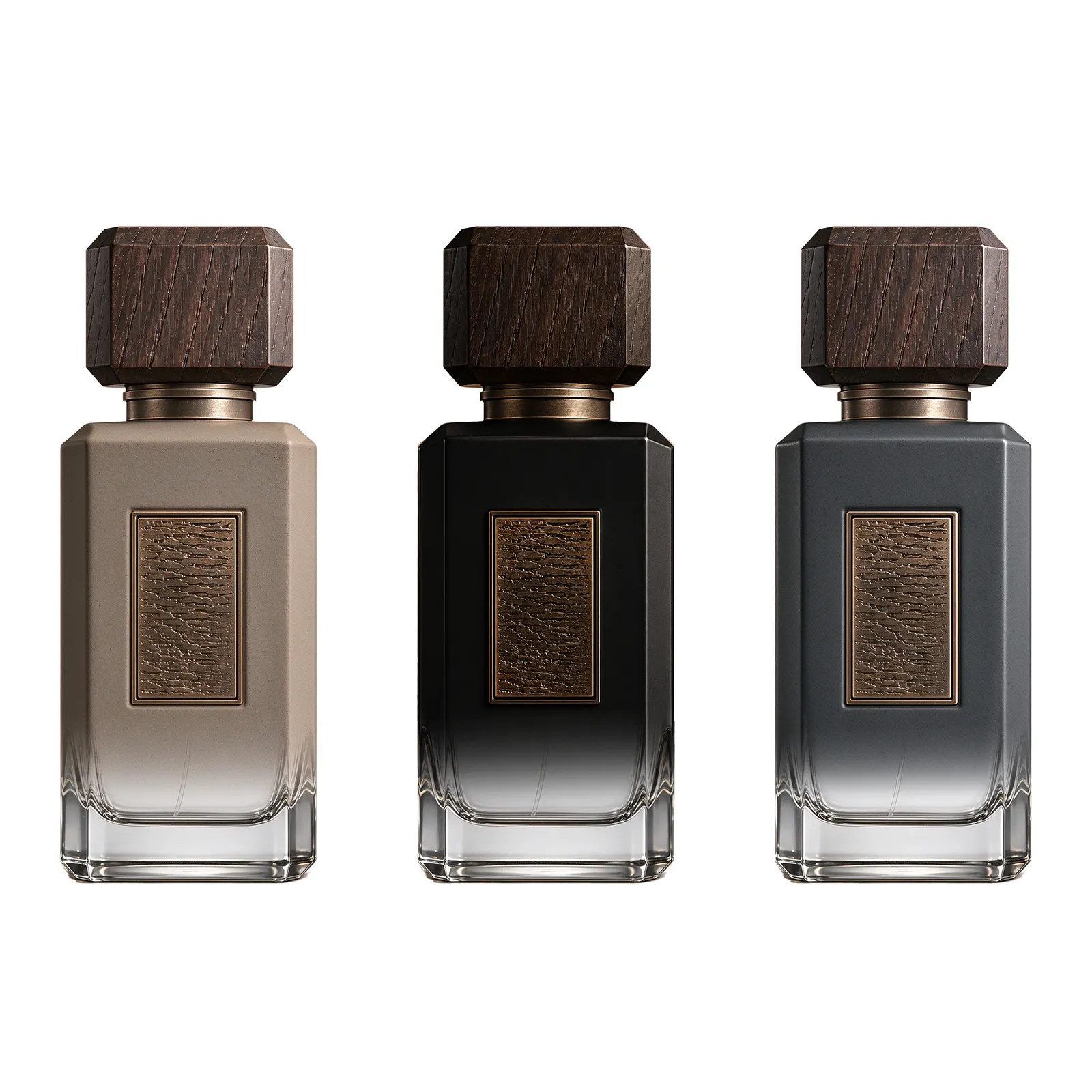 Rectangular Perfume Bottle with Wooden Cap & Metal Plate