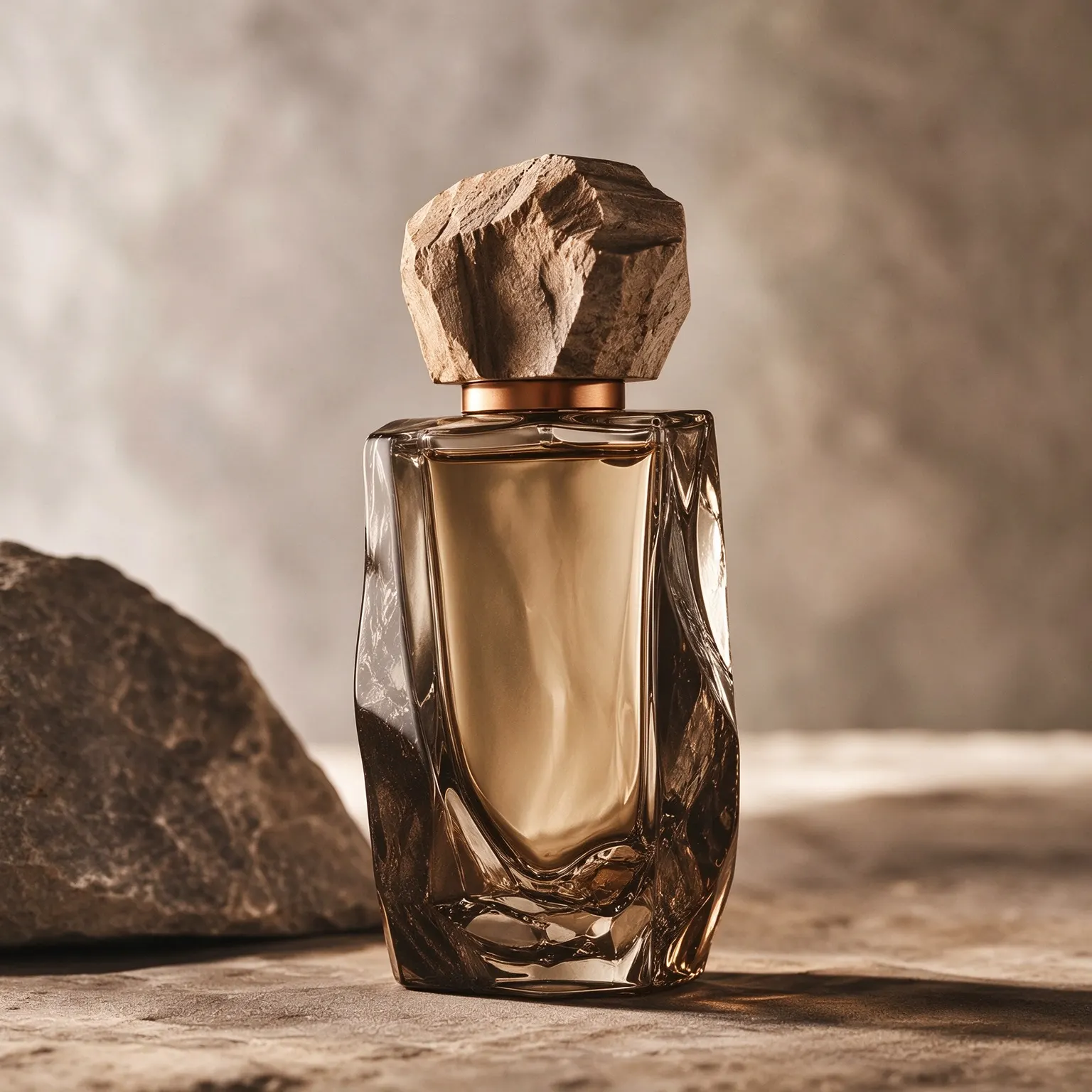 Black Faceted Perfume Bottle with Stone Cap & Gift Box